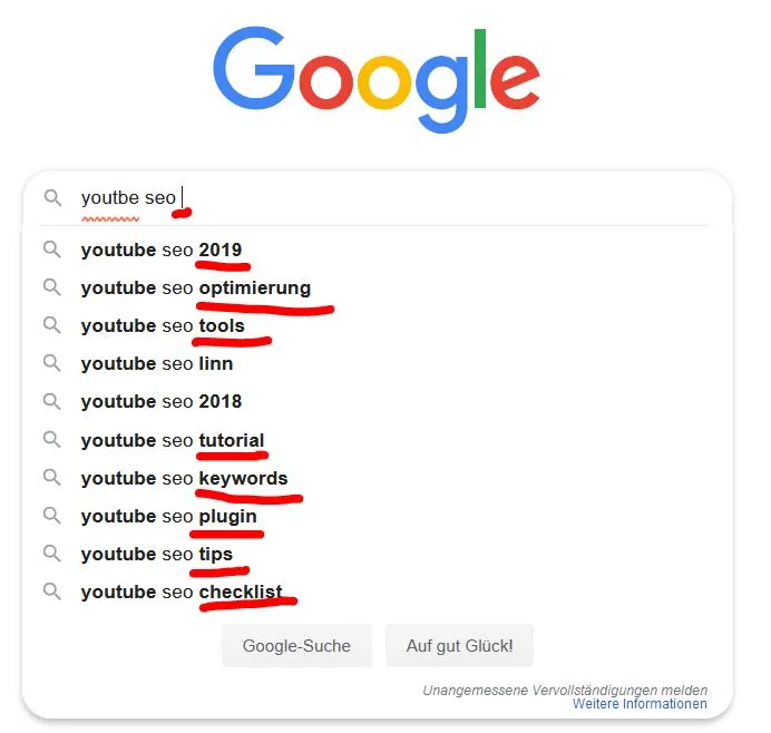 Youtube Keywords Finden auf Google