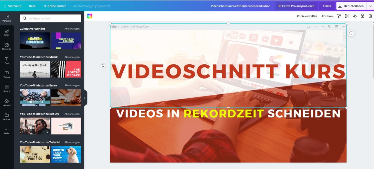 Youtube-Kanalbild erstellen mit Canva