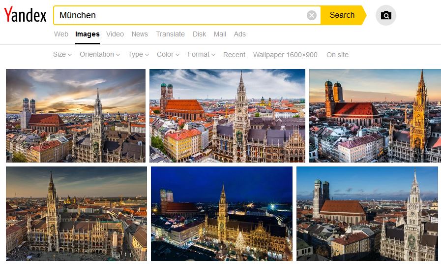 Yandex Bilder-Suchmaschine
