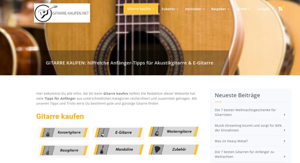 Gitarre kaufen - SEO-Projekt