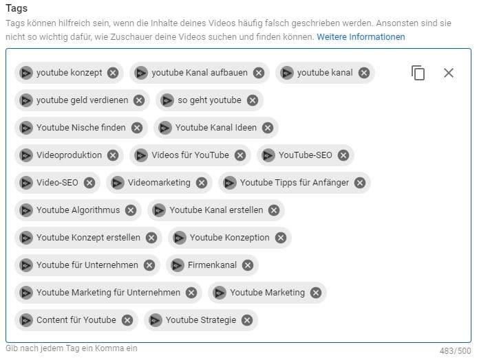 YouTube Tags - Keywords für SEO