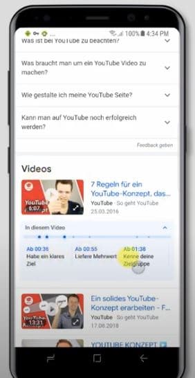 YouTube-Timestamp Link Smartphone Google-Suche