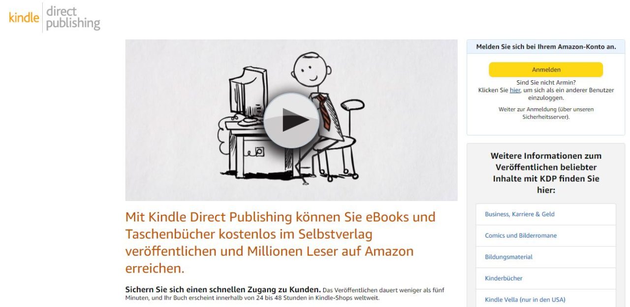 Amazon Print on Demand Kindle Webseiite