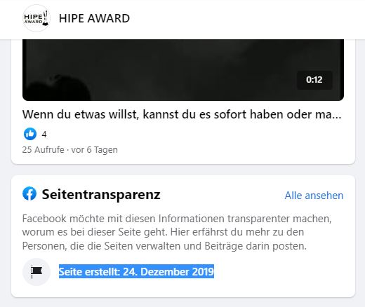 Hipe Award Facebook