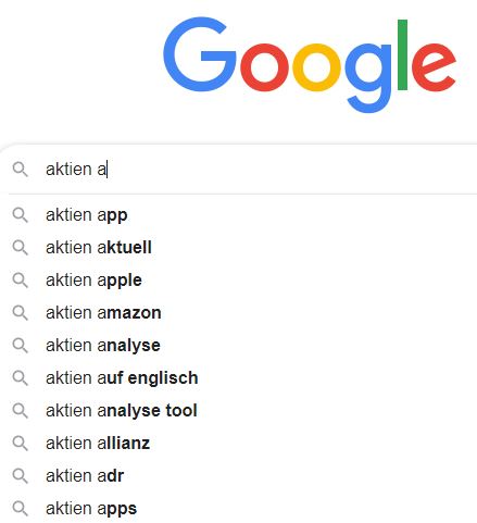 Google Suche für Content Themen