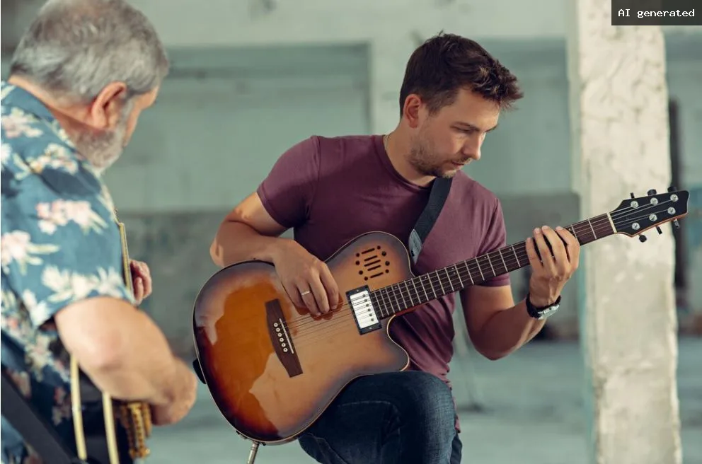 Gitarrenlehrer und Schüler in München
