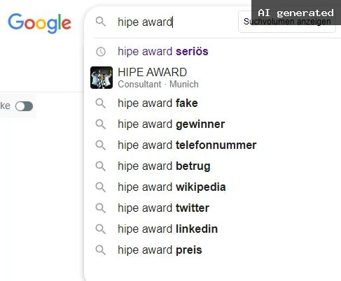 Hipe Award Google Suche