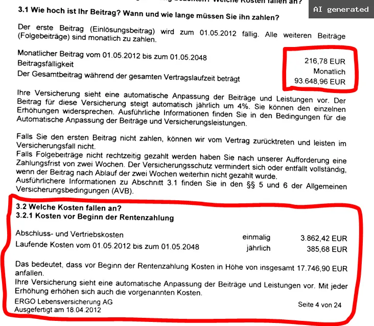 ERGO Rendite Plus Erfahrungen: hohe Kosten, niedrige Rendite 3