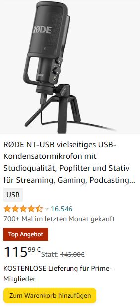 Rode NT-USB-Mikrofon