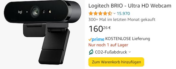 Logitech Brio Webcam 4k Videoproduktion