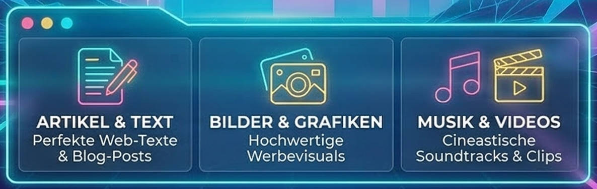 KI Prompts für Artikel, Bilder, Videos und Musik